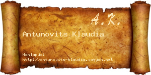 Antunovits Klaudia névjegykártya